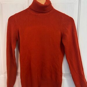 French Connection Women's Rust Orange Ribbed Turtleneck Sweater - Size M